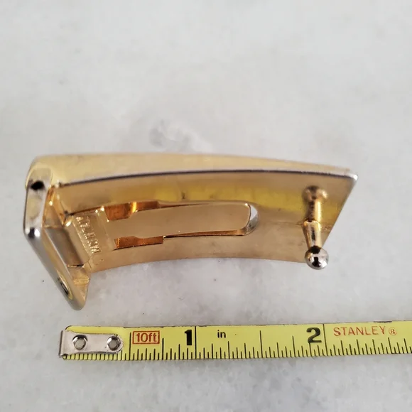 Vintage YSL Two Tone Gold Silver Front Logo Designer Belt Buckle Mens Accessorie